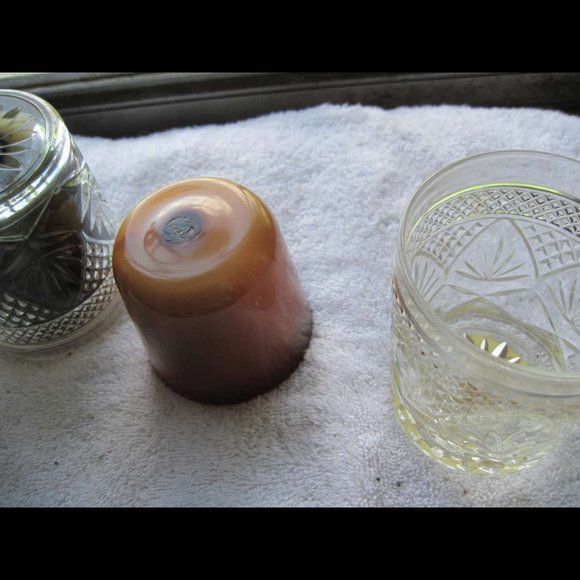 Home & Garden Party Moon Light Cut Glass Crystal Candle Pastel Blue Unused Aged - Picture 5 of 12